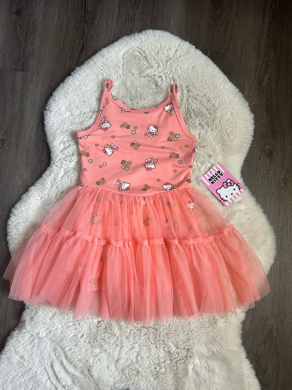 Hello Kitty Coral Pink Tulle Romper